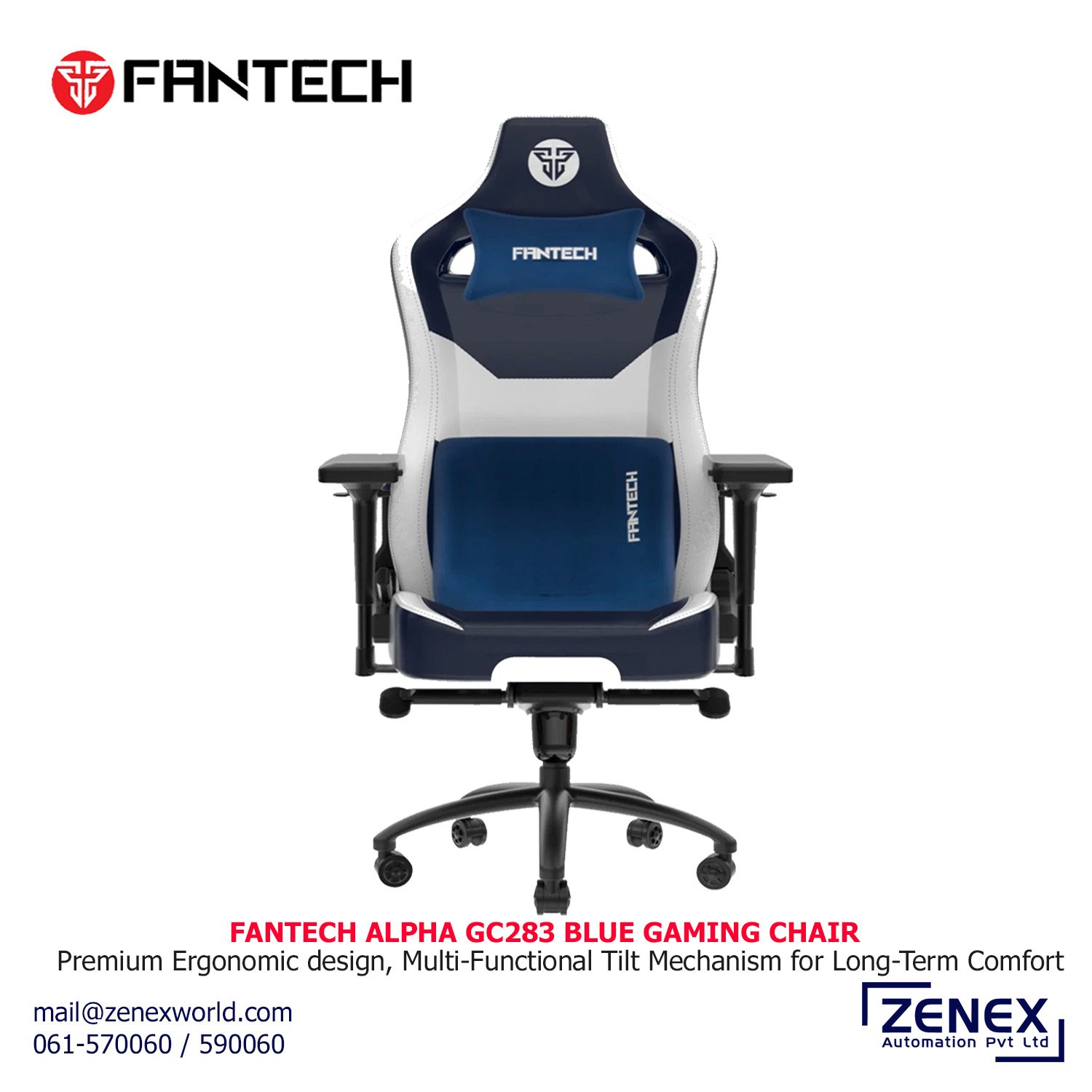 Zenex-FanTech-Alpha-GC283-Blue-Gaming-Chair_1 FANTECH ALPHA GC-283 GAMING CHAIR (BLUE) - Image 1