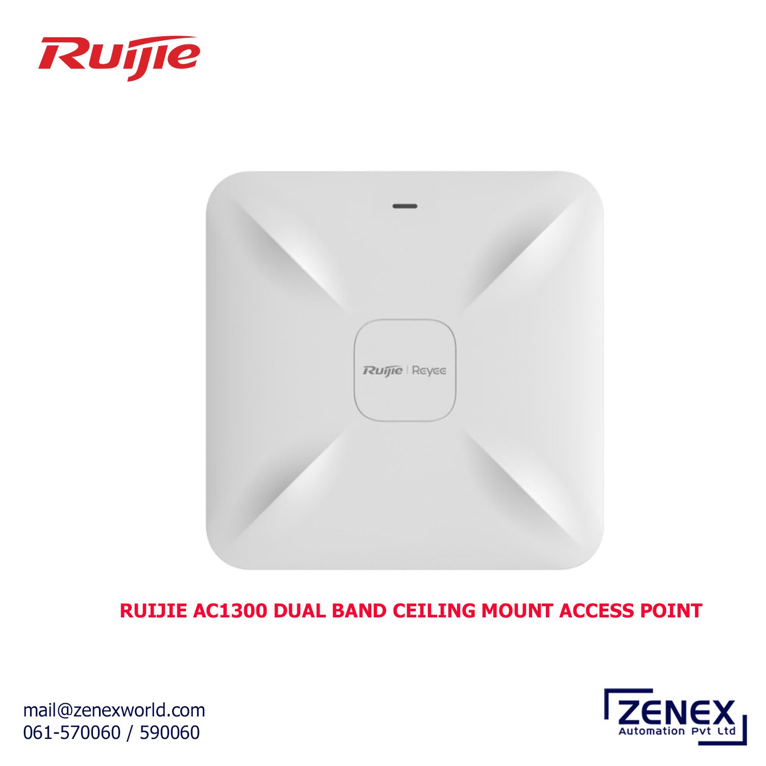 Zenex-Ruije-Ac1300-Dual-Band-Ceiling-Mount-Access-Point_1 RUIJE AC1300 DUAL BAND CEILING MOUNT ACCESS POINT - Image 1