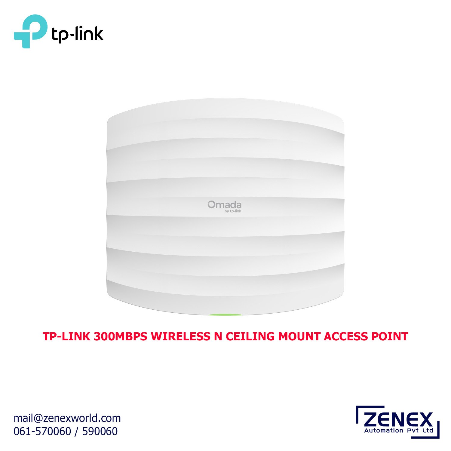 Zenex-Tp-Link-Omada-300Mbps-Wireless-N-Ceiling-Mount-Access-Point_1 TP-LINK OMADA 300MBPS WIRELESS N CEILING MOUNT ACCESS POINT - Image 1