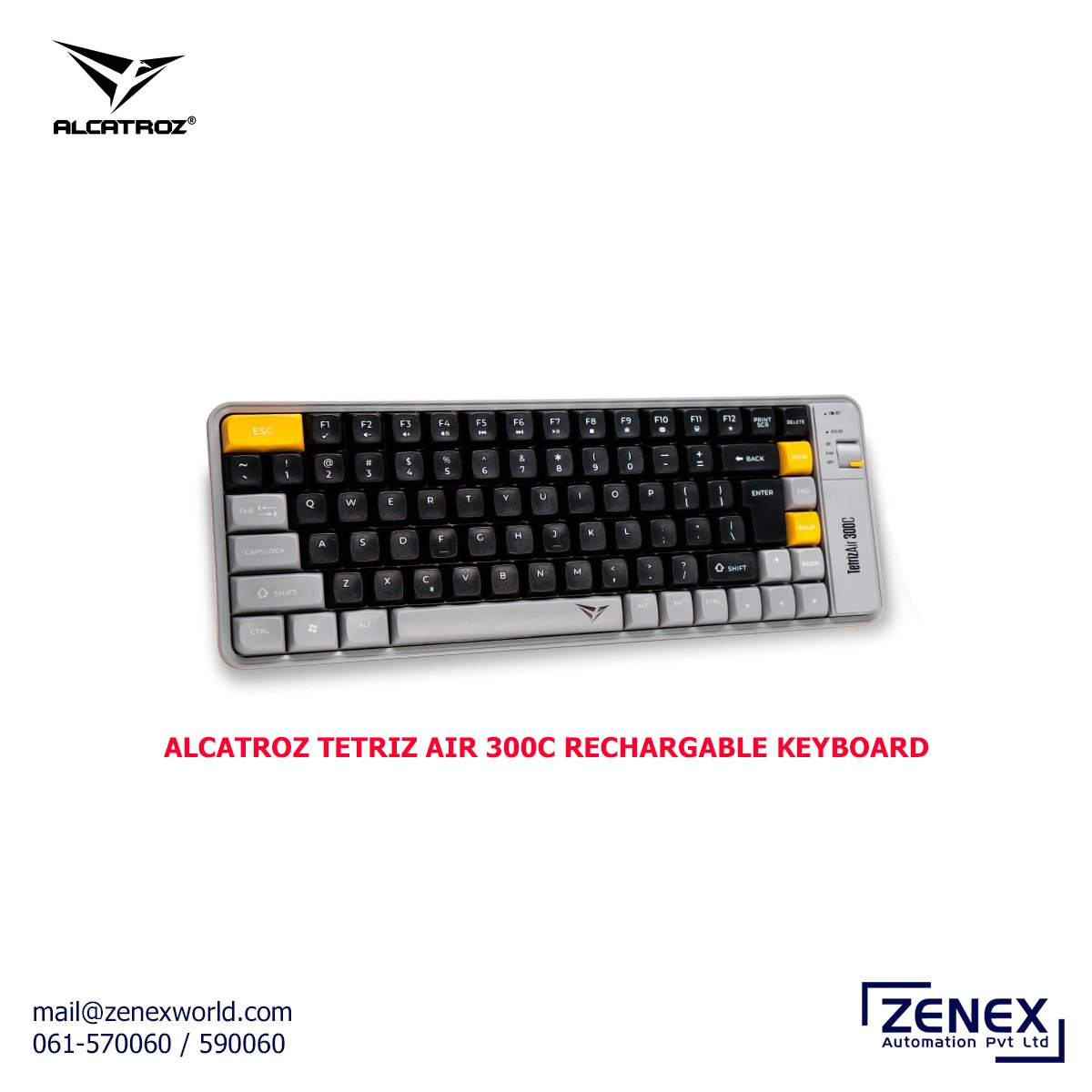 Zenex-Alcatroz-Tetriz-Air-300C-Rechargable-Keyboard_1 ALCATROZ TETRIZ AIR 300C RECHARGABLE KEYBOARD - Image 1