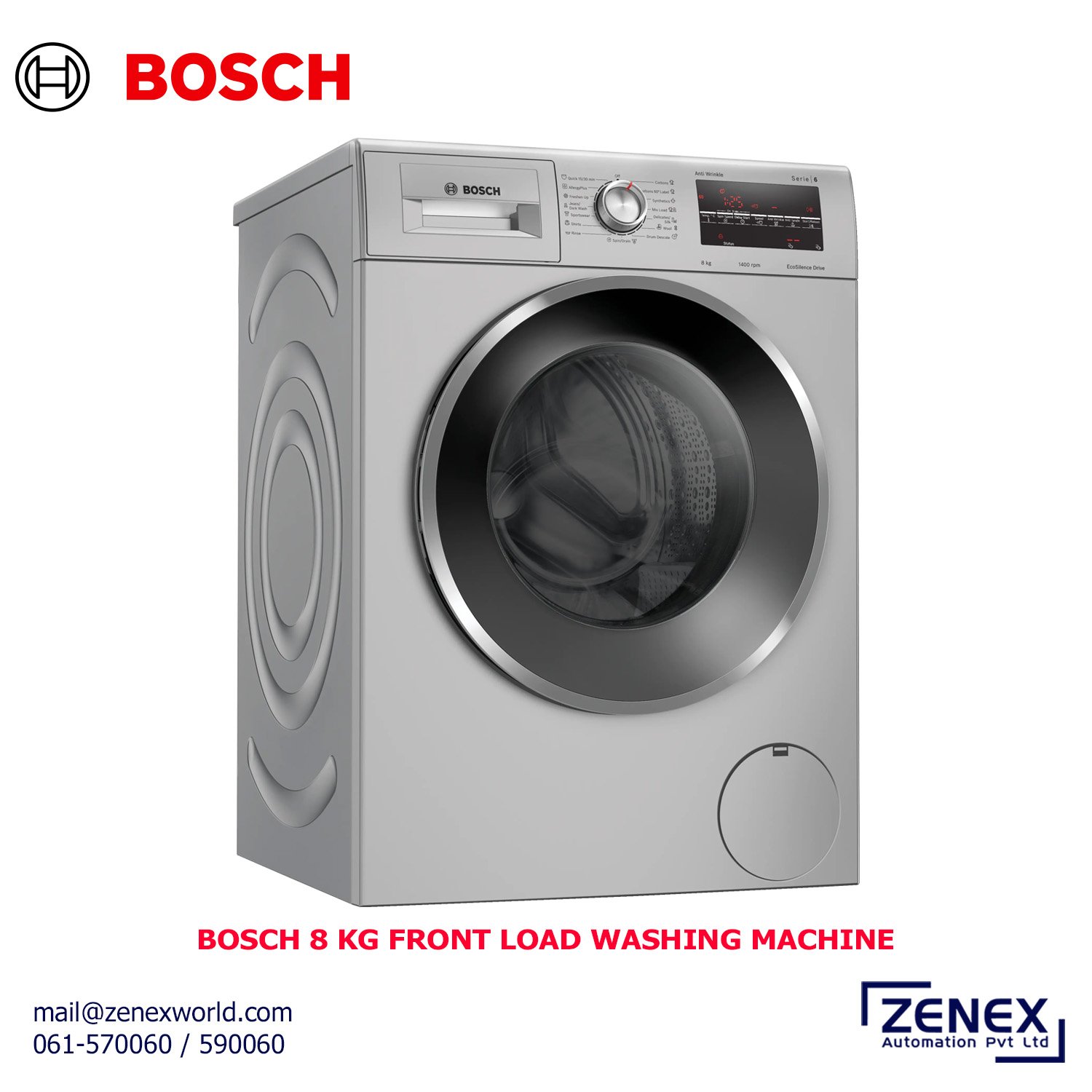 Zenex-Bosch-8Kg-Front-Load-Washing-Machine-WAJ2846SIN_1 BOSCH 8 KG FRONT LOAD WASHING MACHINE (WAJ2846SIN) - Image 1
