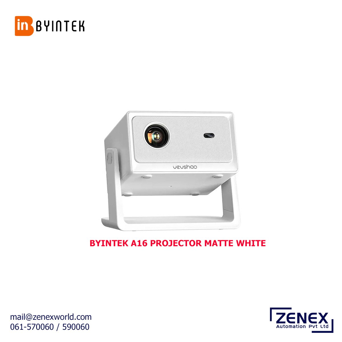 Zenex-Byintek-A16-Projector-Matte-White_1 BYINTEK A16 PROJECTOR MATTE WHITE - Image 1