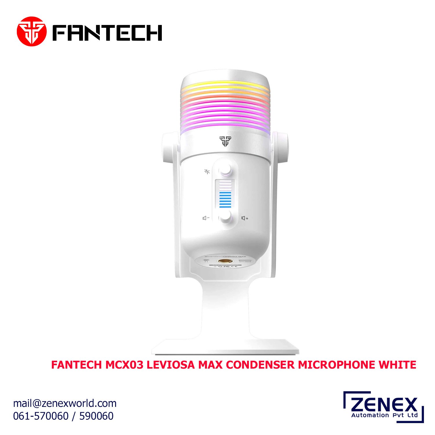 Zenex-Fantech-MCX03-Leviosa-Max-Microphone-White_1 FANTECH MCX03 LEVIOSA MAX CONDENSER MICROPHONE WHITE - Image 1