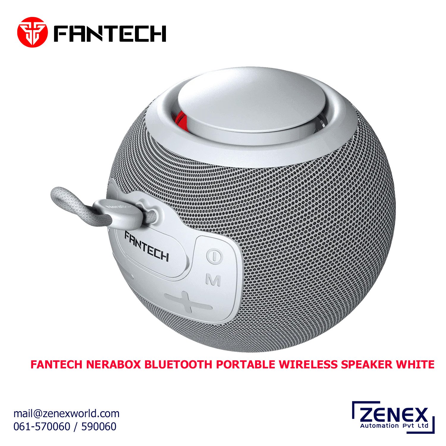Zenex-Fantech-Nerabox-Bluetooth-Portable-Wireless-Speaker-White_1 FANTECH NERABOX BLUETOOTH PORTABLE WIRELESS SPEAKER WHITE (BS161) - Image 1