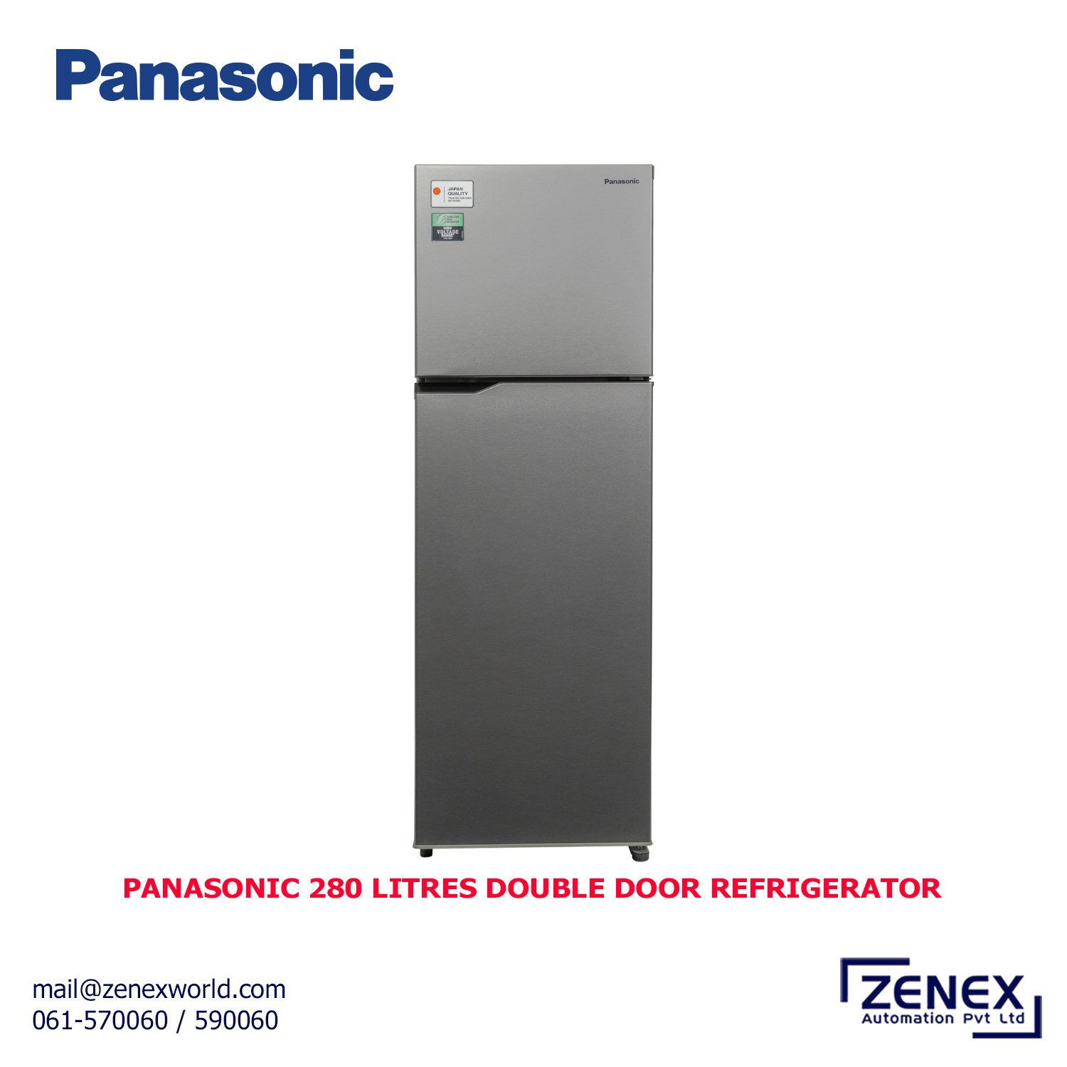 Zenex-Panasonic-280-Litres-Double-Door-Refrigerator-NR-TH291BVHX_1 PANASONIC 280 LITRES DOUBLE DOOR REFRIGERATOR (NR-TH291BVHX) - Image 1