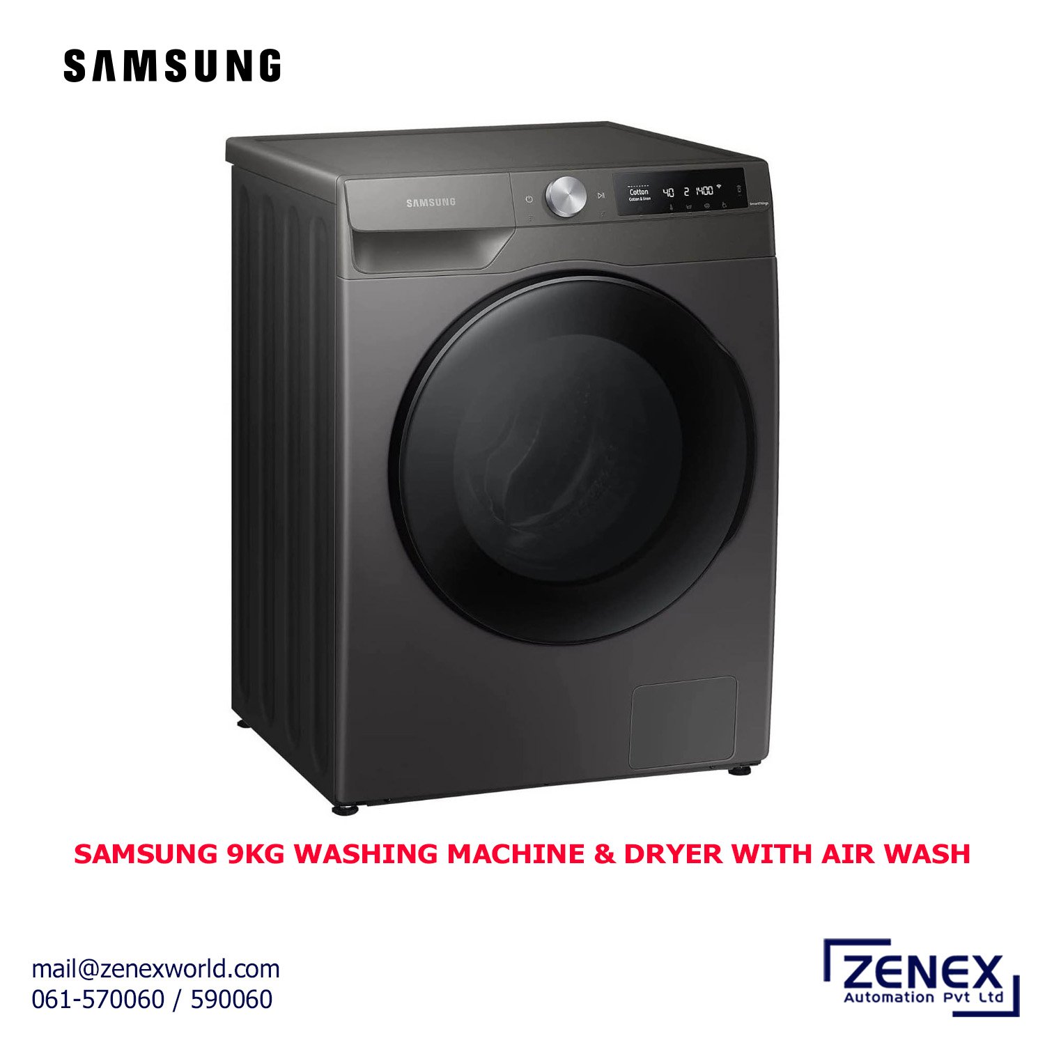 Zenex-Samsung-9kg-Washing-Machine&Dryer-With-Air-Wash_1 SAMSUNG 9KG FRONT LOAD WASHING MACHINE DRYER WITH AIR WASH - Image 1