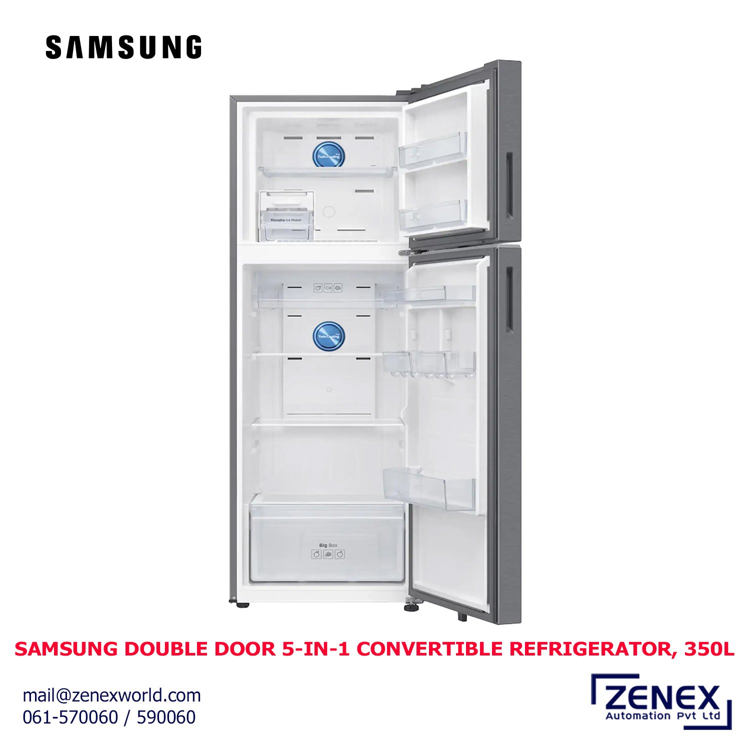 Zenex-Samsung-Double-Door-5-in-1-Convertible-Refrigerator-350l_1 SAMSUNG DOUBLE DOOR 5-IN-1 CONVERTIBLE REFRIGERATOR, 350L - Image 1