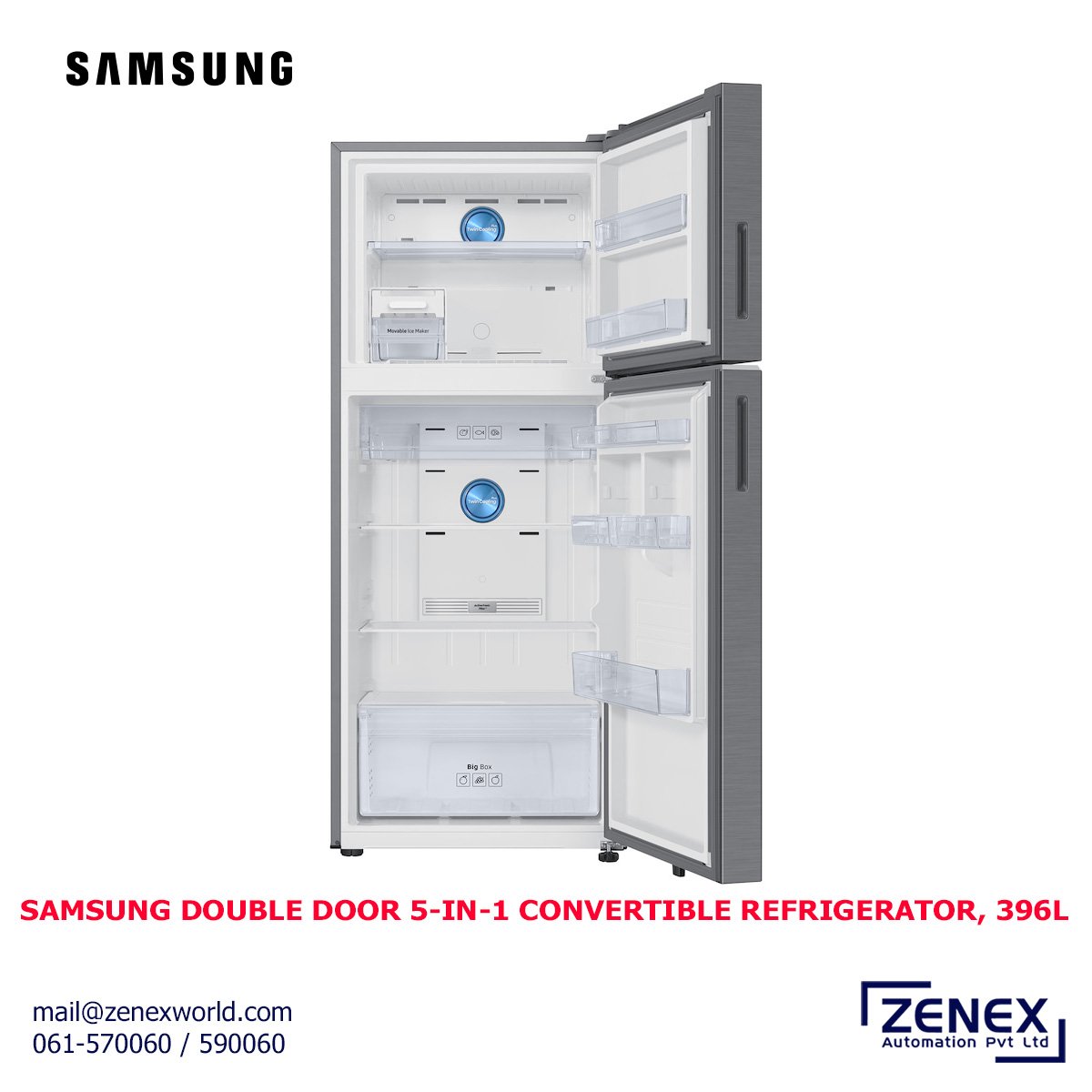 Zenex-Samsung-Double-Door-5-in-1-Convertible-Refrigerator-396l_1 SAMSUNG DOUBLE DOOR 5-IN-1 CONVERTIBLE REFRIGERATOR, 396L - Image 1