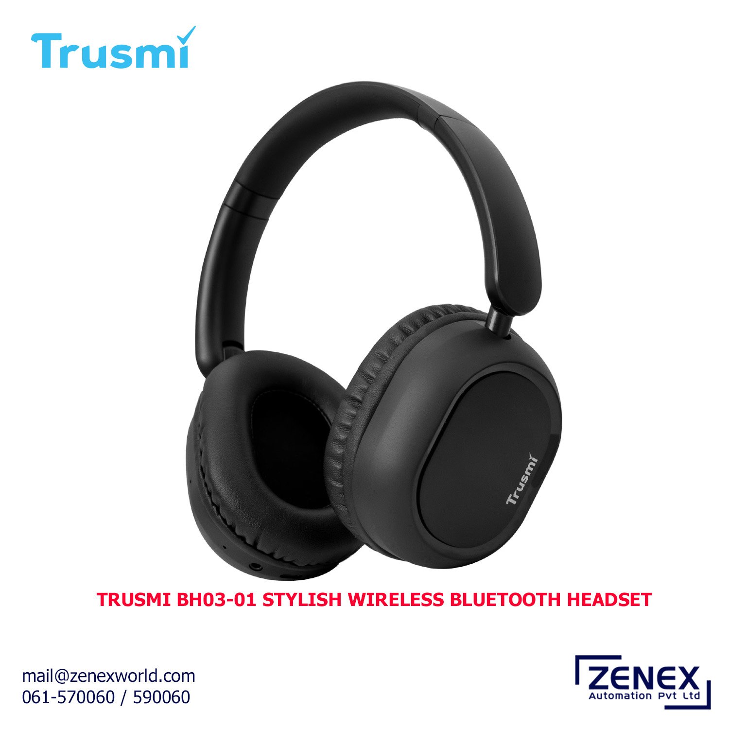 Zenex-Trusmi-Stylish-Wireless-Bluetooth-Headset-(BH03-01)_1 TRUSMI STYLISH WIRELESS BLUETOOTH HEADSET (BH03-01) - Image 1