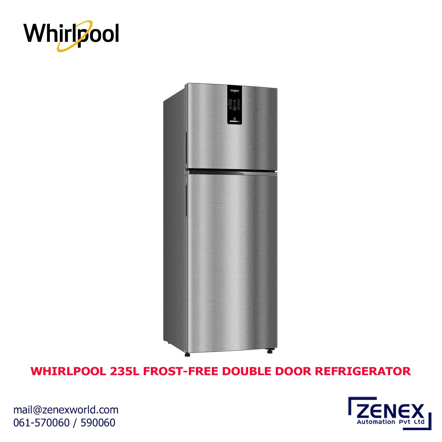 Zenex-Whirlpool-235L-Frost-Free-Double-Door-Refrigerator-22099_1 WHIRLPOOL 235L FROST-FREE DOUBLE DOOR REFRIGERATOR (22099) - Image 1