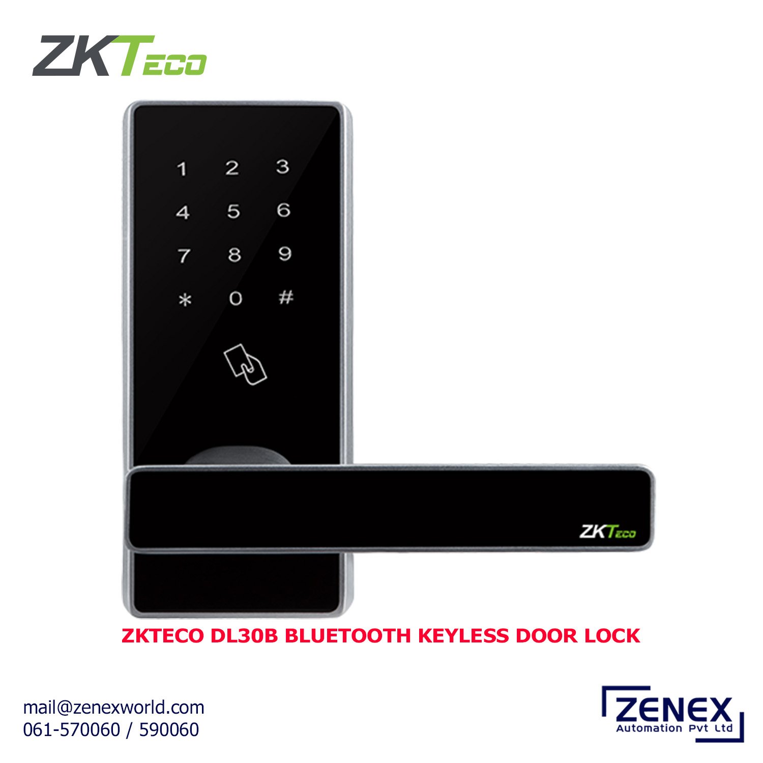 Zenex-ZkTeco-DL30B-Bluetooth-Keyless-Door-Lock_1 ZKTECO DL30B BLUETOOTH KEYLESS DOOR LOCK - Image 1