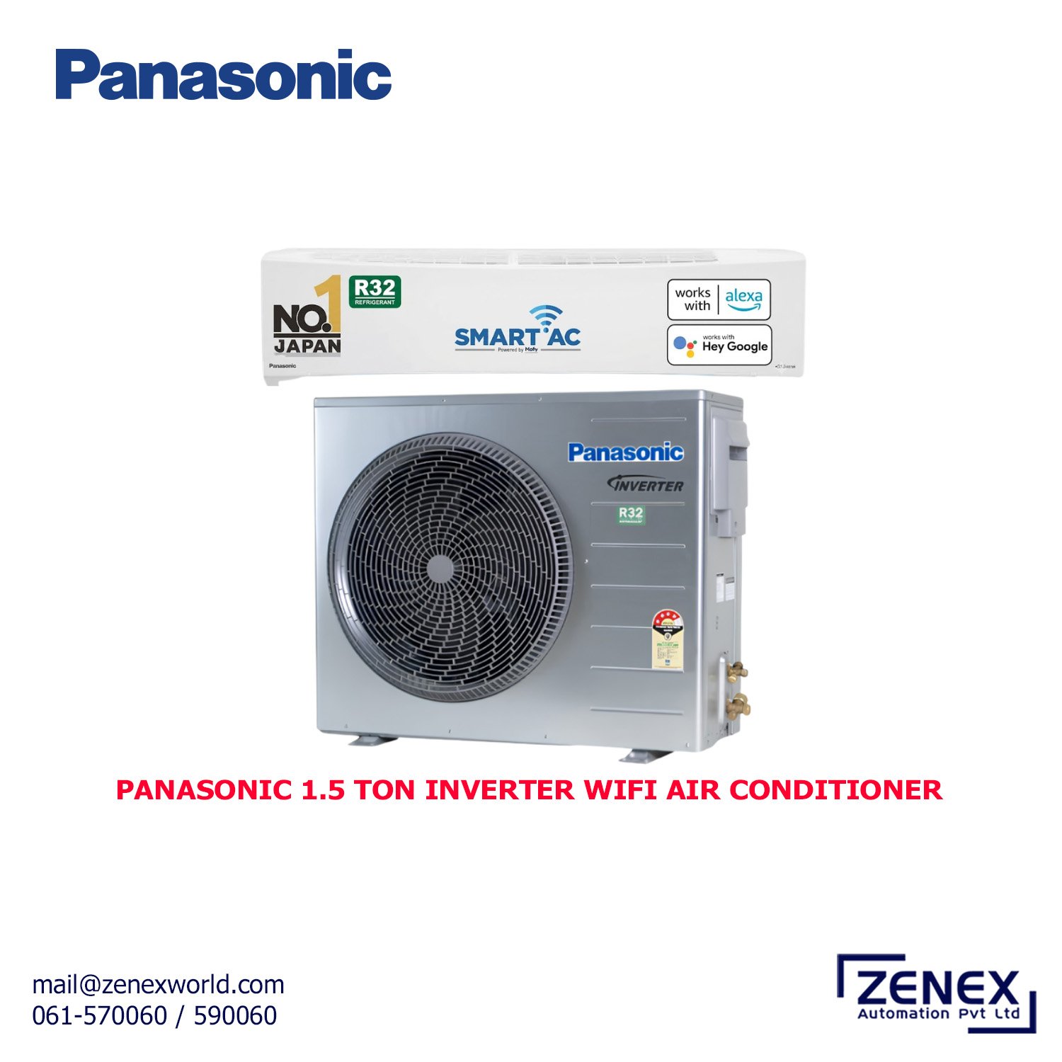 Zenex-Panasonic-1.5-Ton-Inverter-Wifi-Air-Conditioner_1 PANASONIC 1.5 TON INVERTER WIFI AIR CONDITIONER (CS/CU-KZ18ZKYW-8) - Image 1