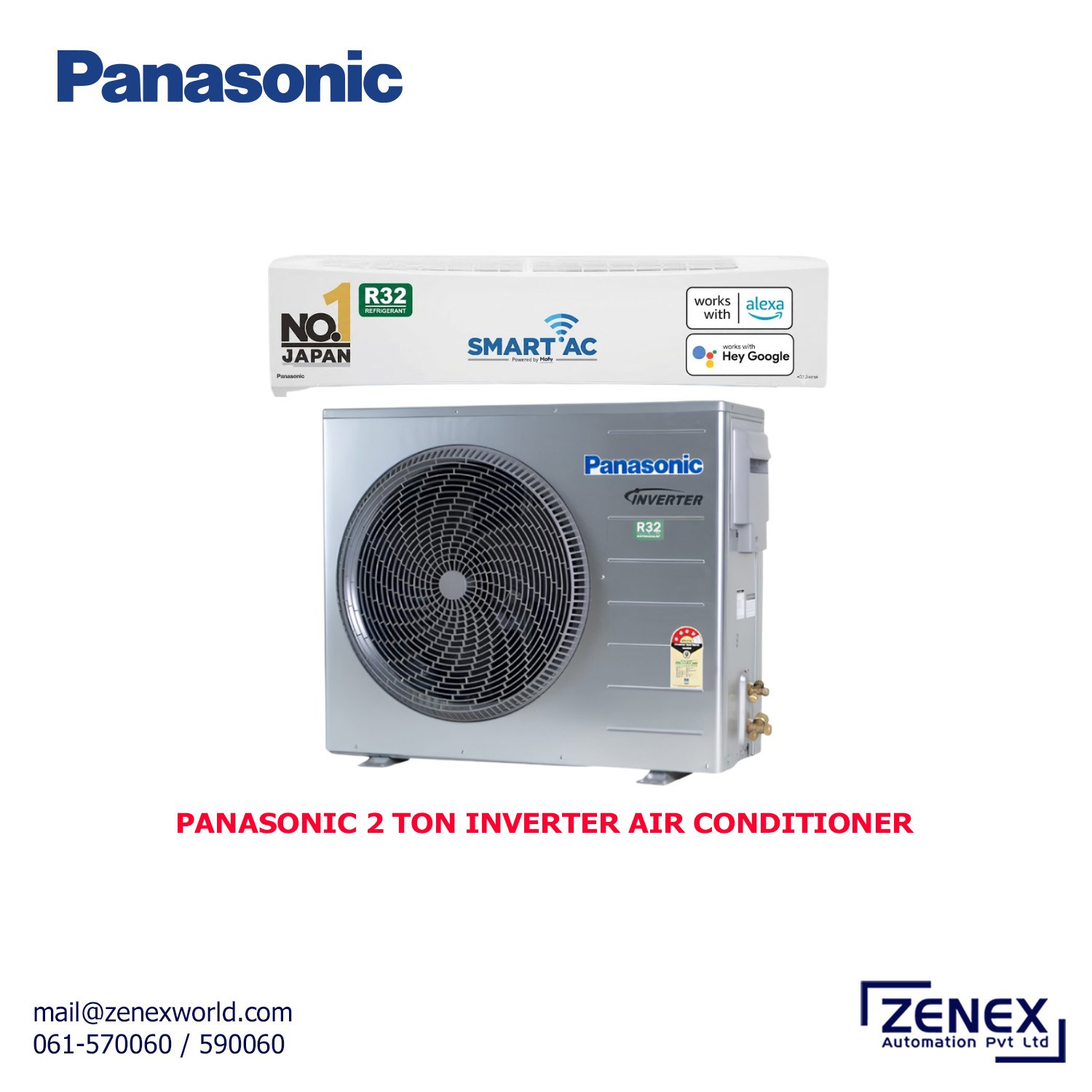 Zenex-Panasonic-2-Ton-Inverter-Wifi-Air-Conditioner_1 PANASONIC 2 TON INVERTER WIFI AIR CONDITIONER (CS/CU-KZ24ZKYW-8) - Image 1