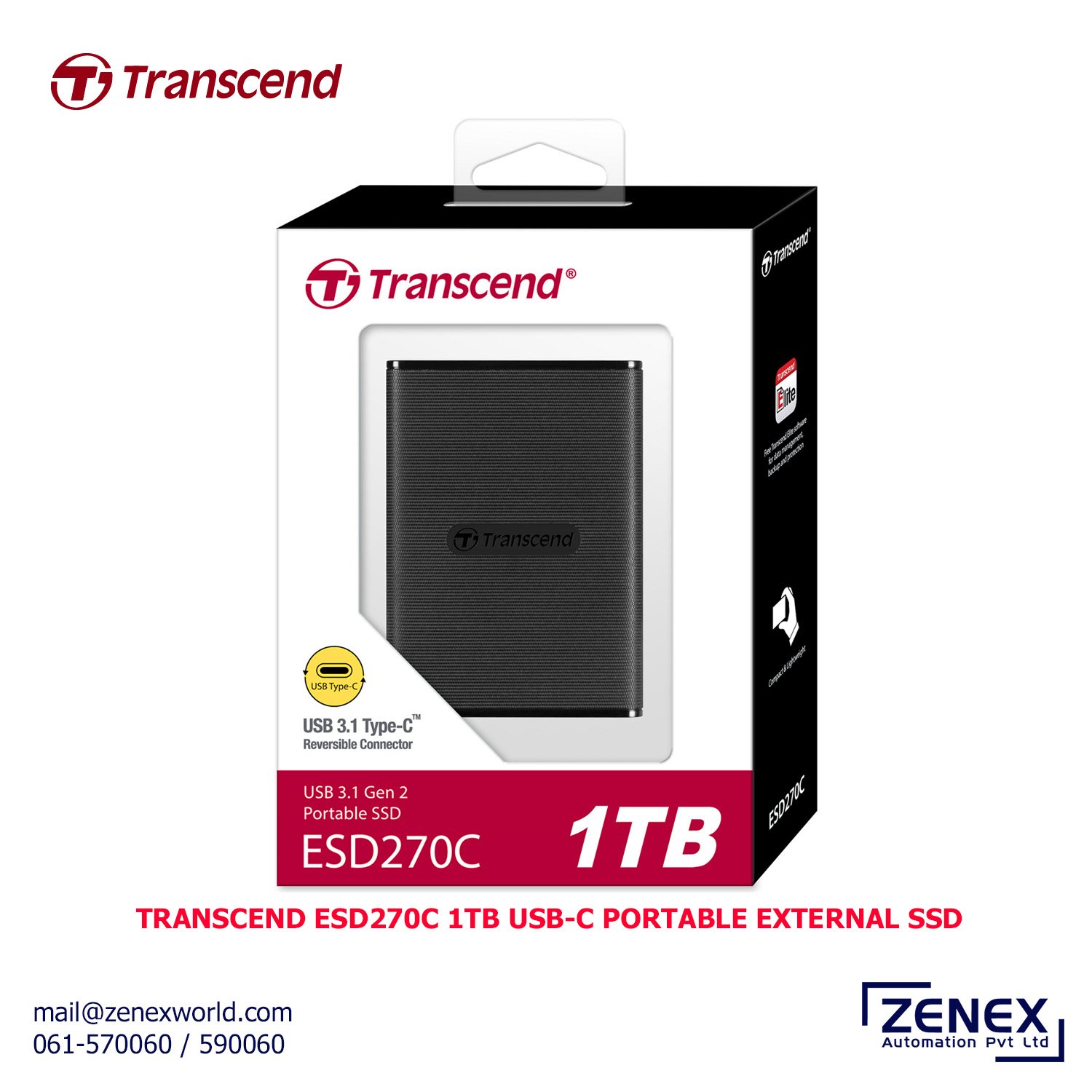 Zenex-Transcend-ESD270C-1TB-SSD_1 TRANSCEND ESD270C 1TB USB-C PORTABLE EXTERNAL SSD - Image 1