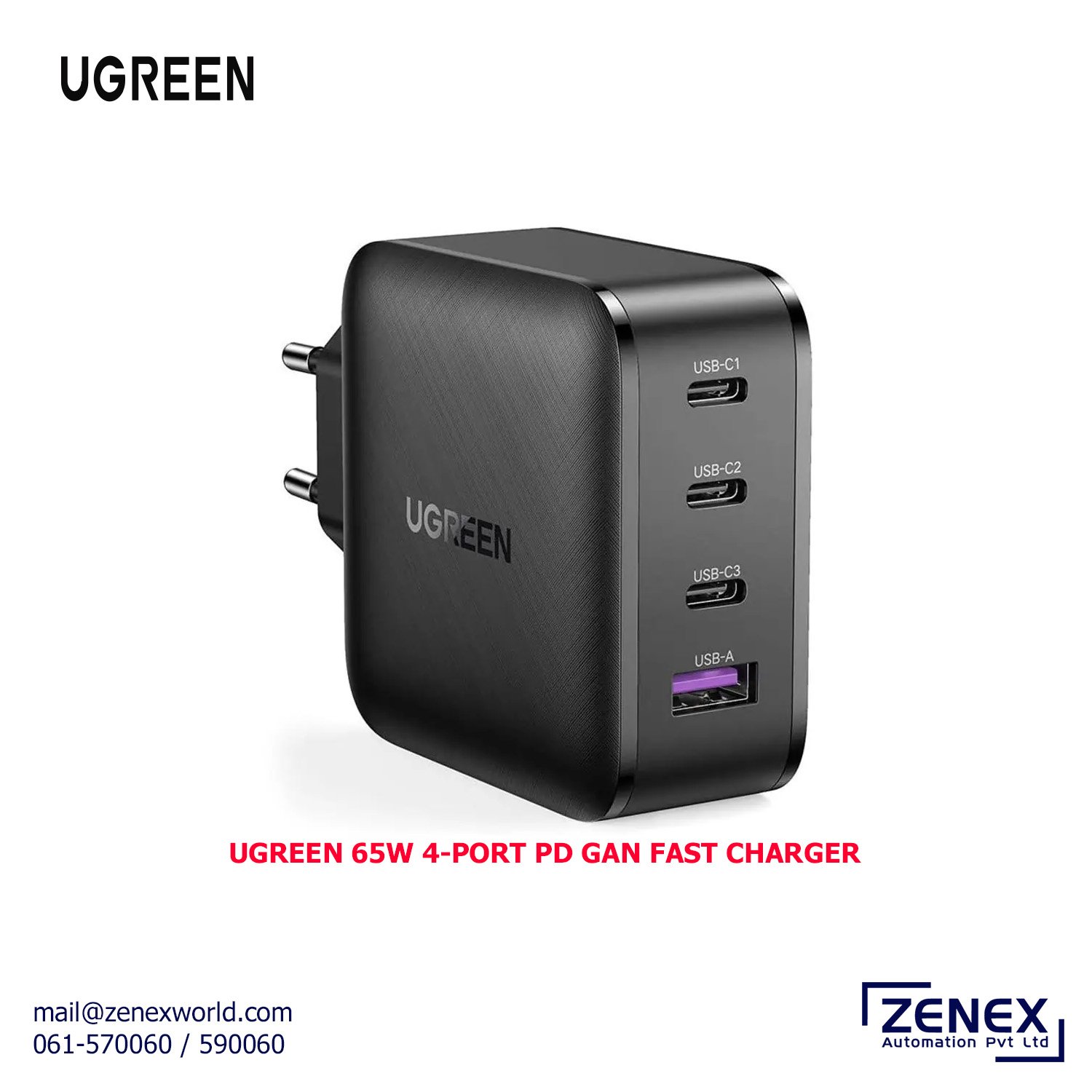 Zenex-Ugreen-65W-4-Port-Pd-Gan-Fast-Charger_1 UGREEN 65W 4-PORT PD GAN FAST CHARGER - Image 1