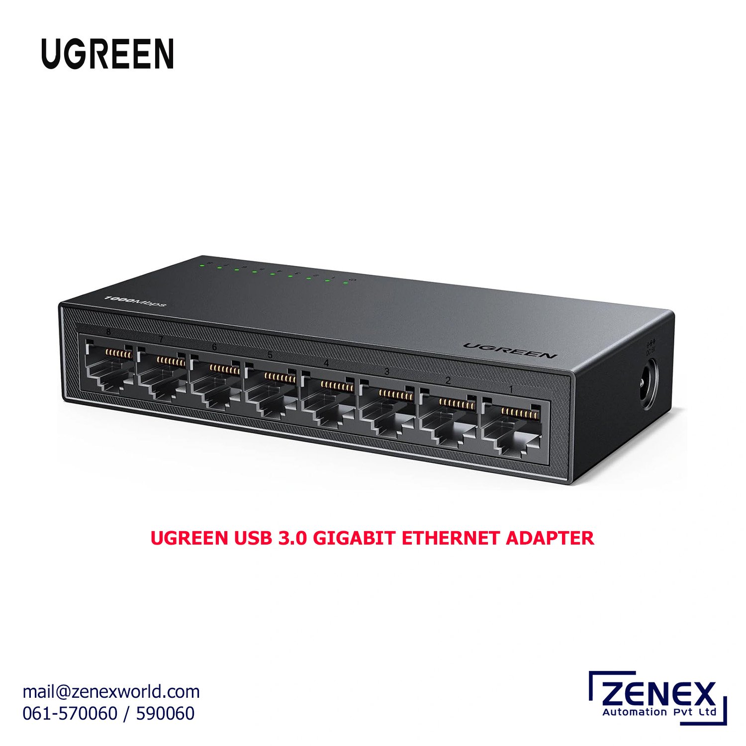 Zenex-Ugreen-8-Port-Gigabit-Ethernet-Switch_1 UGREEN 8-PORT GIGABIT ETHERNET SWITCH (CM834) - Image 1