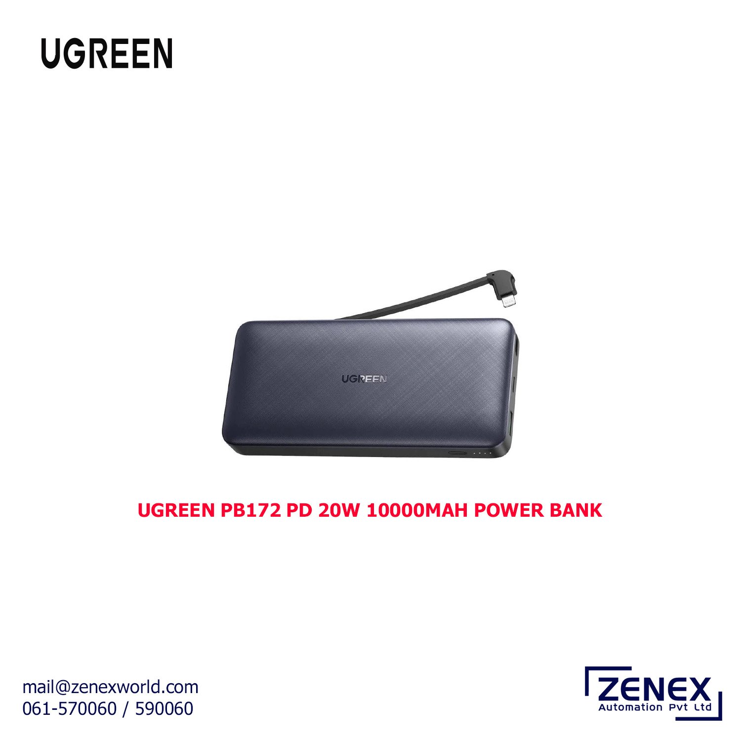 Zenex-Ugreen-PB172-PD-20W-10000MAH-Power-Bank_1 UGREEN PB172 PD 20W 10000MAH POWER BANK - Image 1