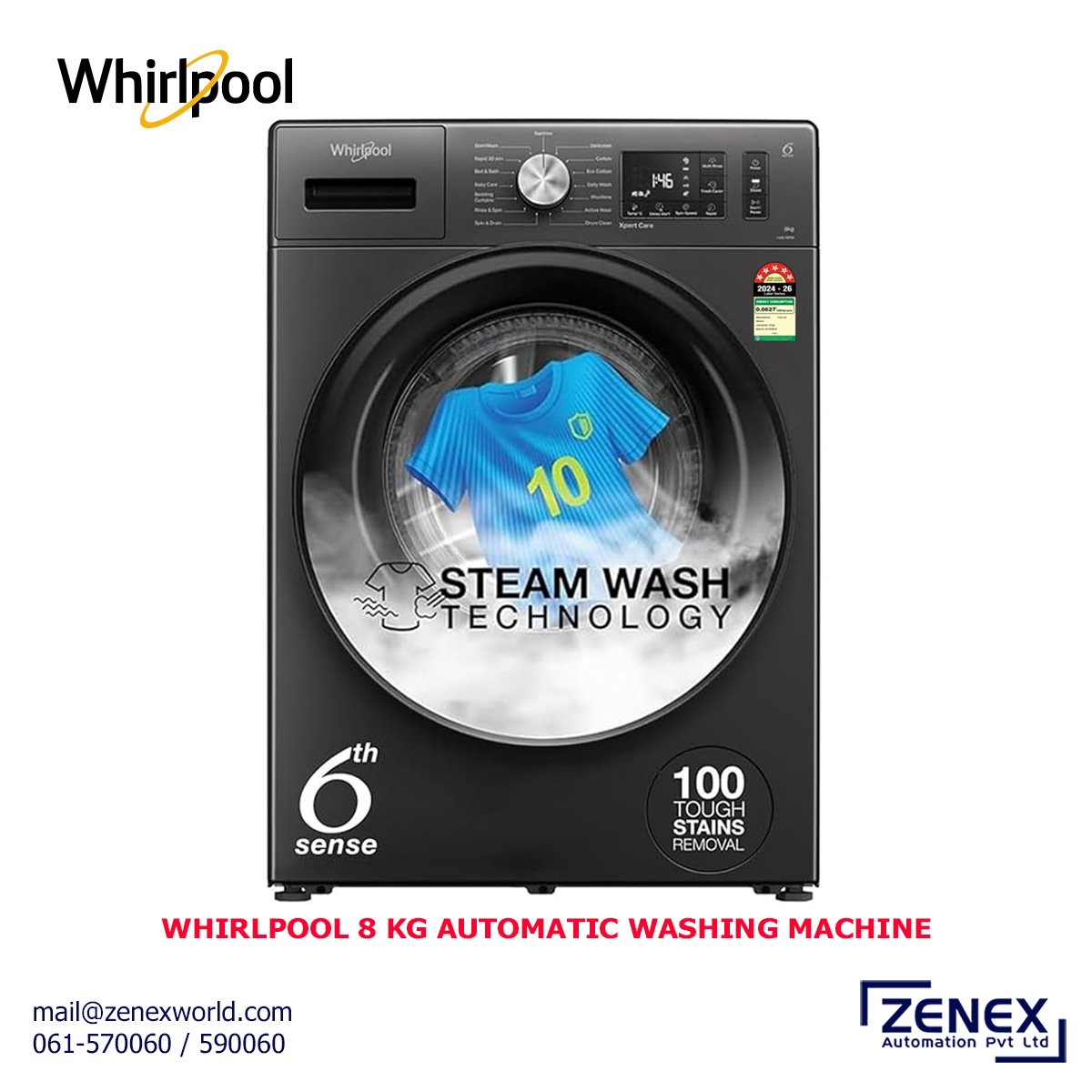 Zenex-Whirlpool-8Kg-Automatic-Washing-Machine_2 WHIRLPOOL 8 KG AUTOMATIC WASHING MACHINE (XS8014BWME) - Image 1