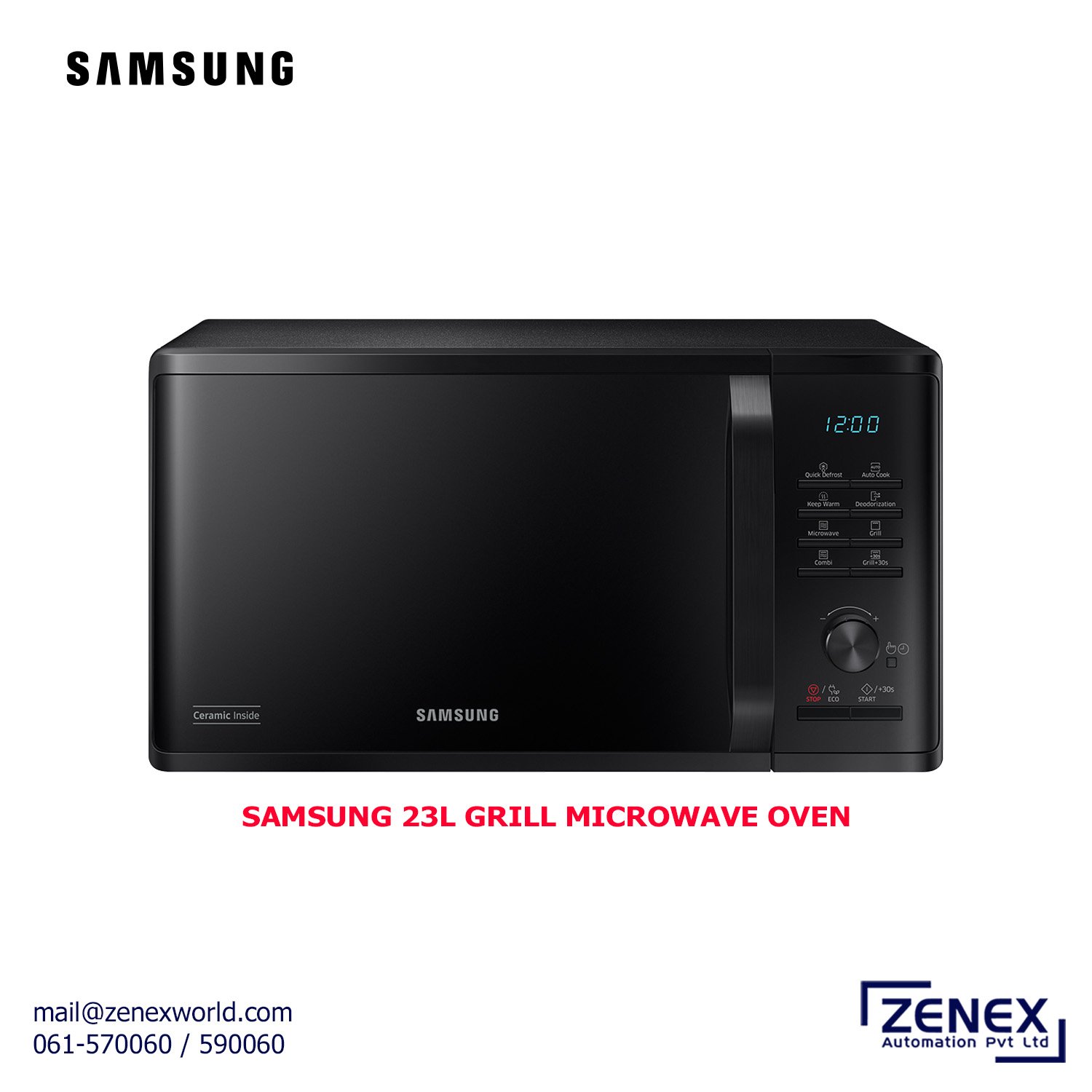 Zenex-Samsung-23L-Grill-Microwave-Oven_1 SAMSUNG 23L GRILL MICROWAVE OVEN (MG23A3515AK/IM) - Image 1