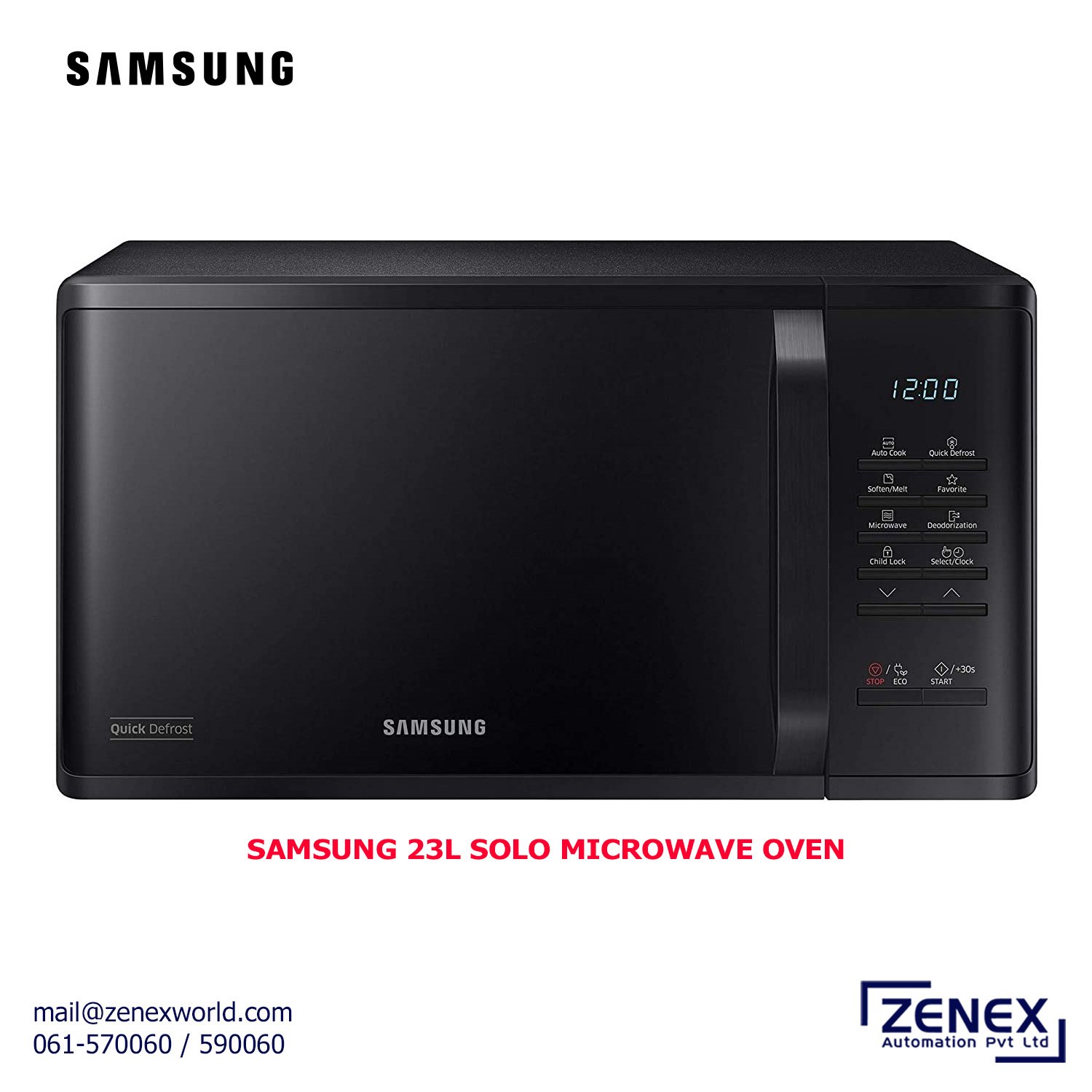 Zenex-Samsung-23L-Solo-Microwave-Oven_1 SAMSUNG 23L SOLO MICROWAVE OVEN (MS23A3513AK/IM) - Image 1